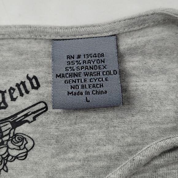 Cowgirl Legend Ruched Boho Embroidered Gray Bell Sleeve Top size Large - Picture 10 of 10